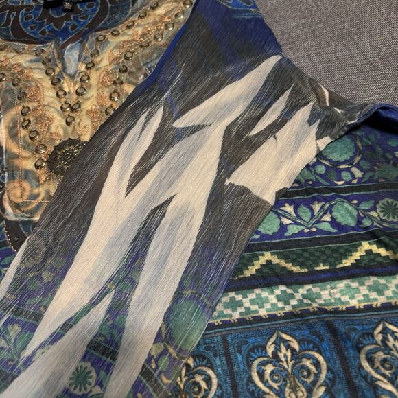 Whimsigoth Top 1X  Retro Asymmetrical Sleeves Studded Hippie 70’s byAvenida Axal - Picture 8 of 13